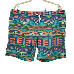 Chubbies Mens Large Swim Trunks Aztec Neon Multicolor Shorts